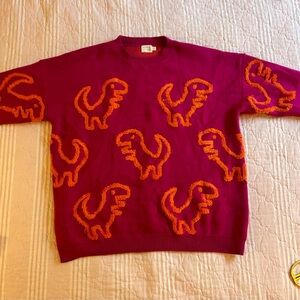 Dreamers Hot Pink and Orange Dinosaur Sweater